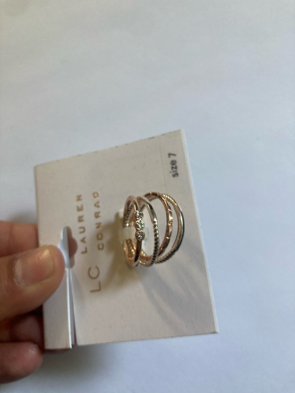 Lauren Conrad Rings - Rose Gold and Silver Mixed-Texture Stackable Rings - Picture 3 of 4